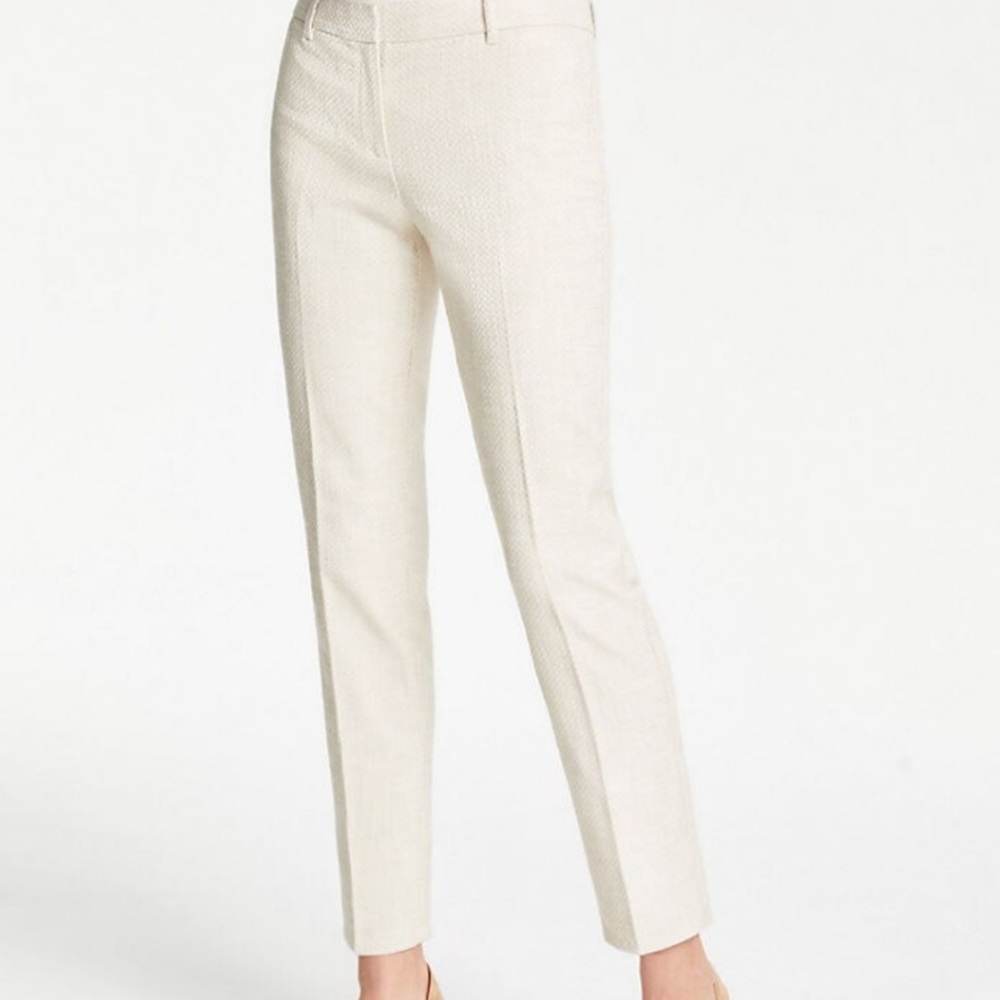 Ann Taylor Cream Cropped Ankle Pants